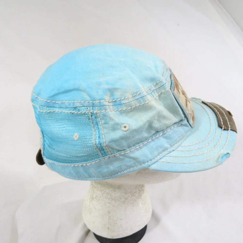 True Religion Jeans Brand Hat Cap Blue-Aqua Hue Logo Patch Front Adjustable Back
